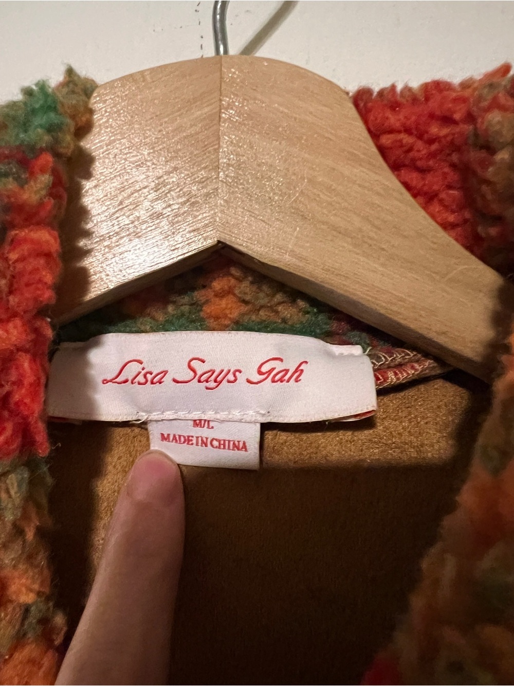 Lisa Says Gah Orange & Green Plaid Sherpa Jacket - Picture 4 of 9